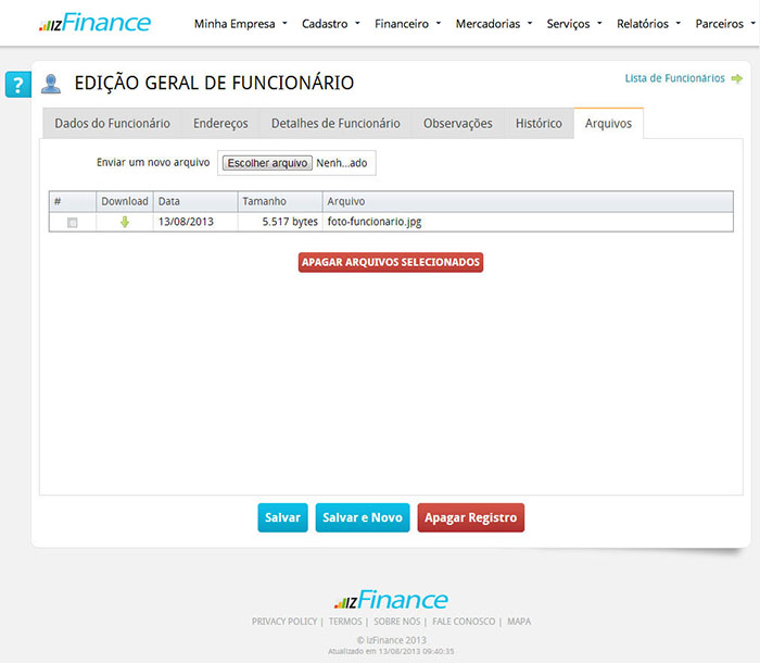 Tela de Cadastro de Funcionários - Imagem 7