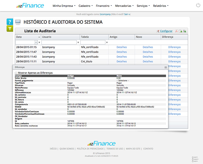 Tela de Histórico e Auditoria - Imagem 3