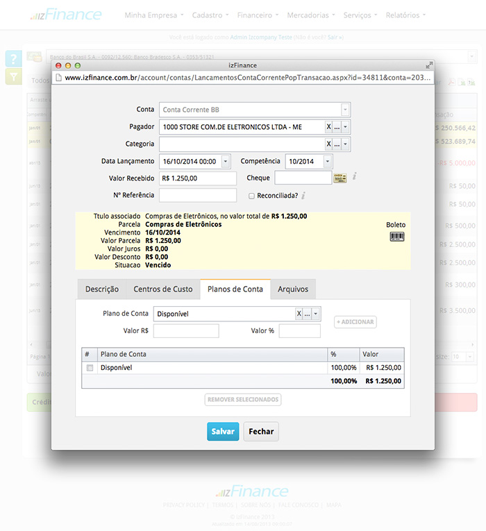 Tela de Lançamento de Conta Corrente - Imagem 5