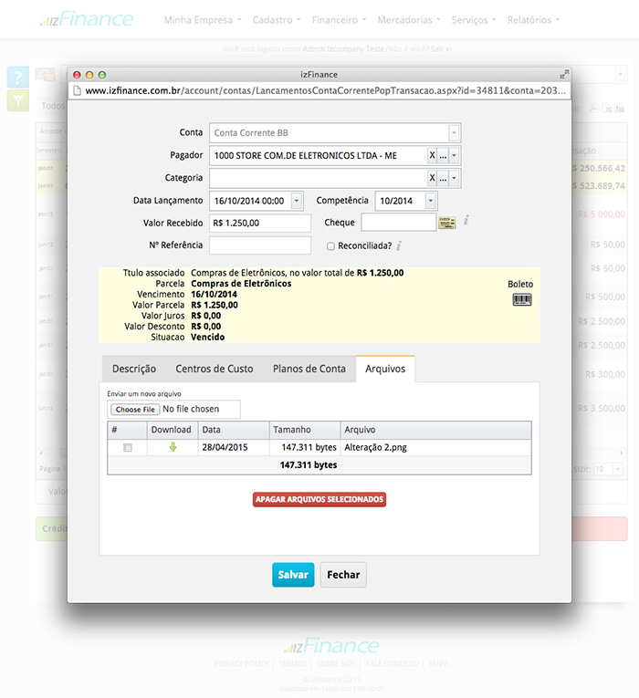 Tela de Lançamento de Conta Corrente - Imagem 6