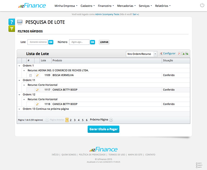 Tela de Conferência de Lotes - Imagem 2