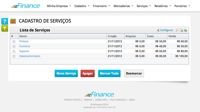 Tela de Serviços e Ordens de Serviço - Imagem 1