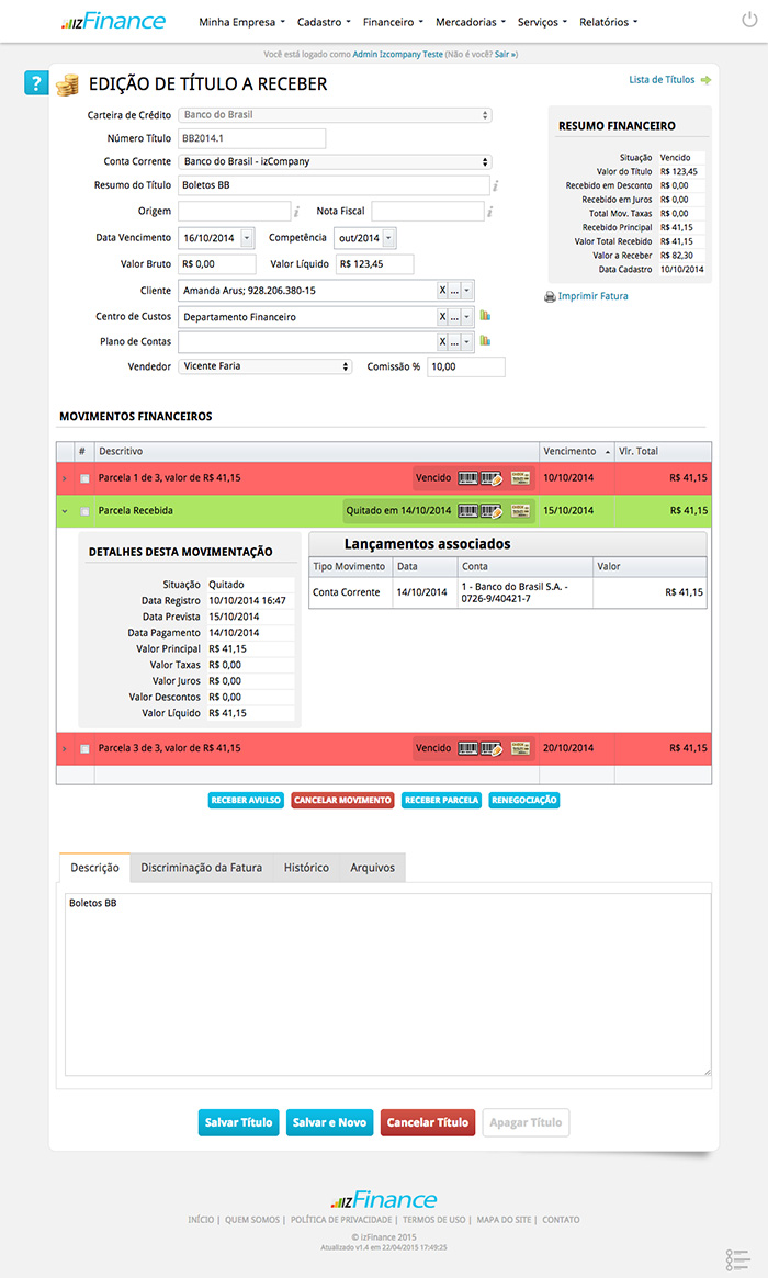Tela de Título a Receber - Imagem 4